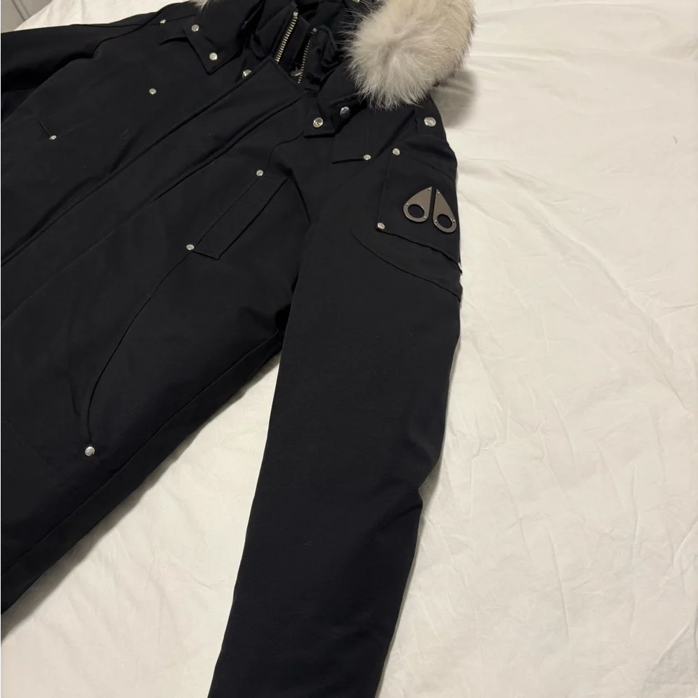 Moose Knuckles Black Ski Jacket with Fur Hood - Picture 1 of 16